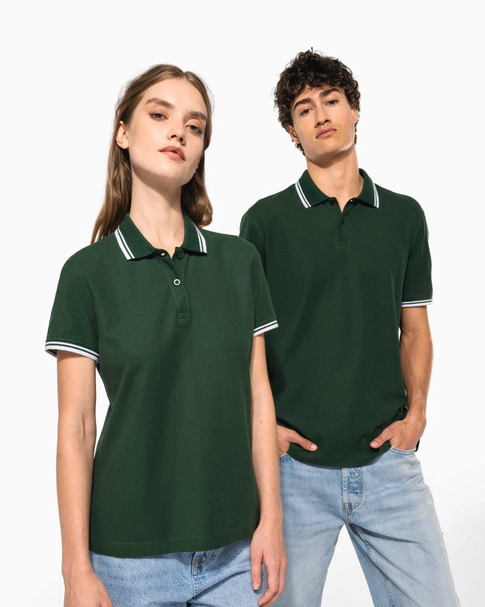 Polo's KARIBAN Herenpolo met korte mouwen en contrasterende bies voor bedrukking &amp; borduring