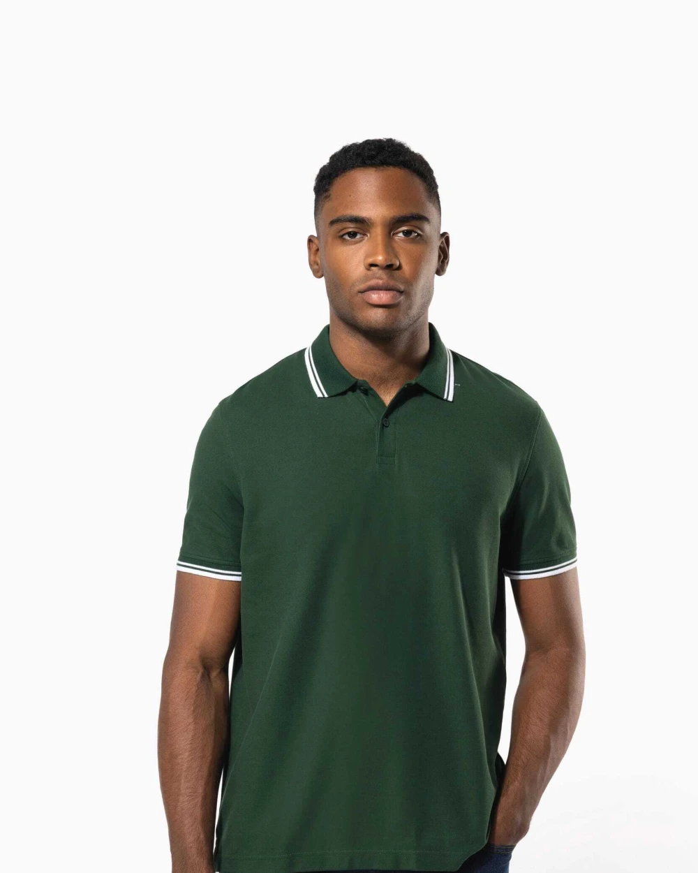 Polo's KARIBAN Herenpolo met korte mouwen en contrasterende bies voor bedrukking &amp; borduring