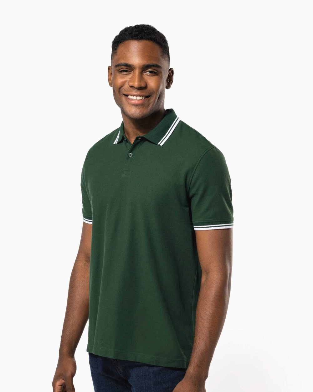 KARIBAN Herren Poloshirt mit kurzen Ärmeln und kontrastfarbenen Paspeln Poloshirts personalisierbar