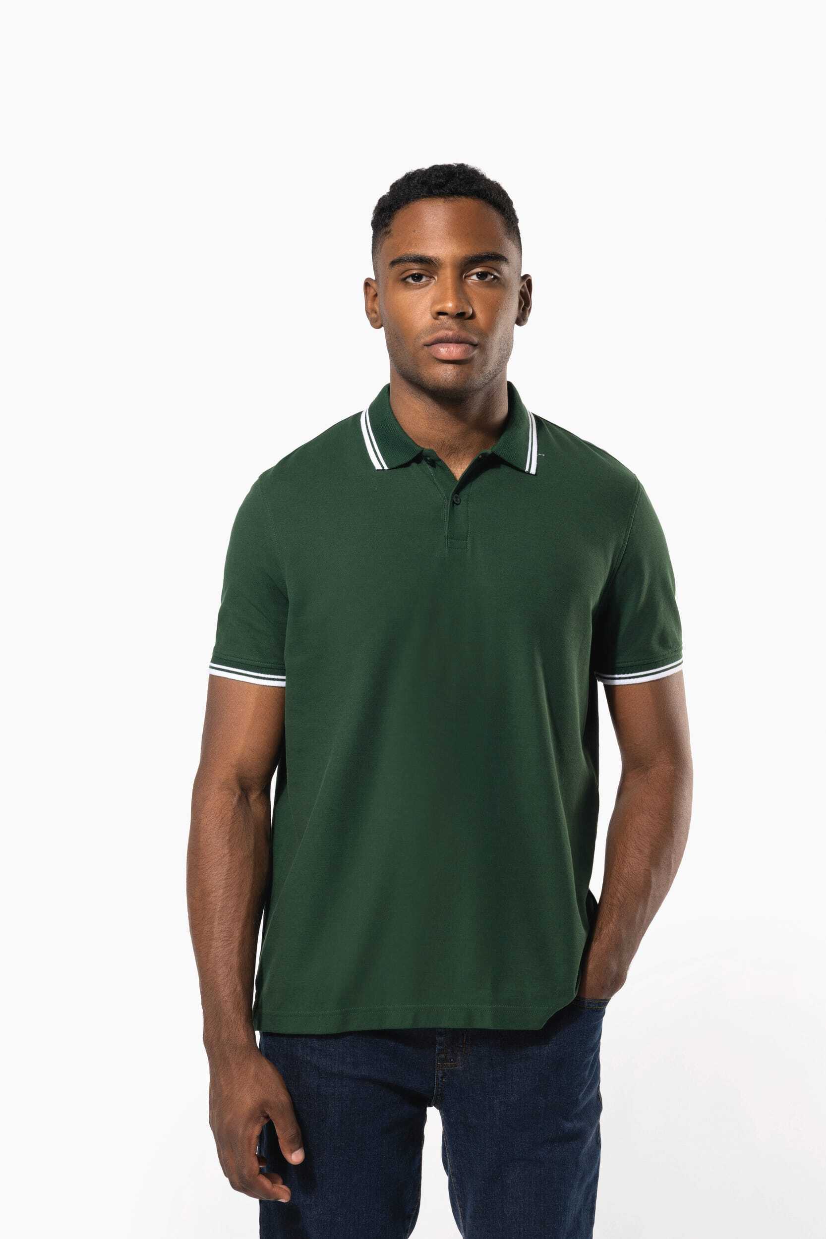 KARIBAN Herren Poloshirt mit kurzen Ärmeln und kontrastfarbenen Paspeln Poloshirts personalisierbar