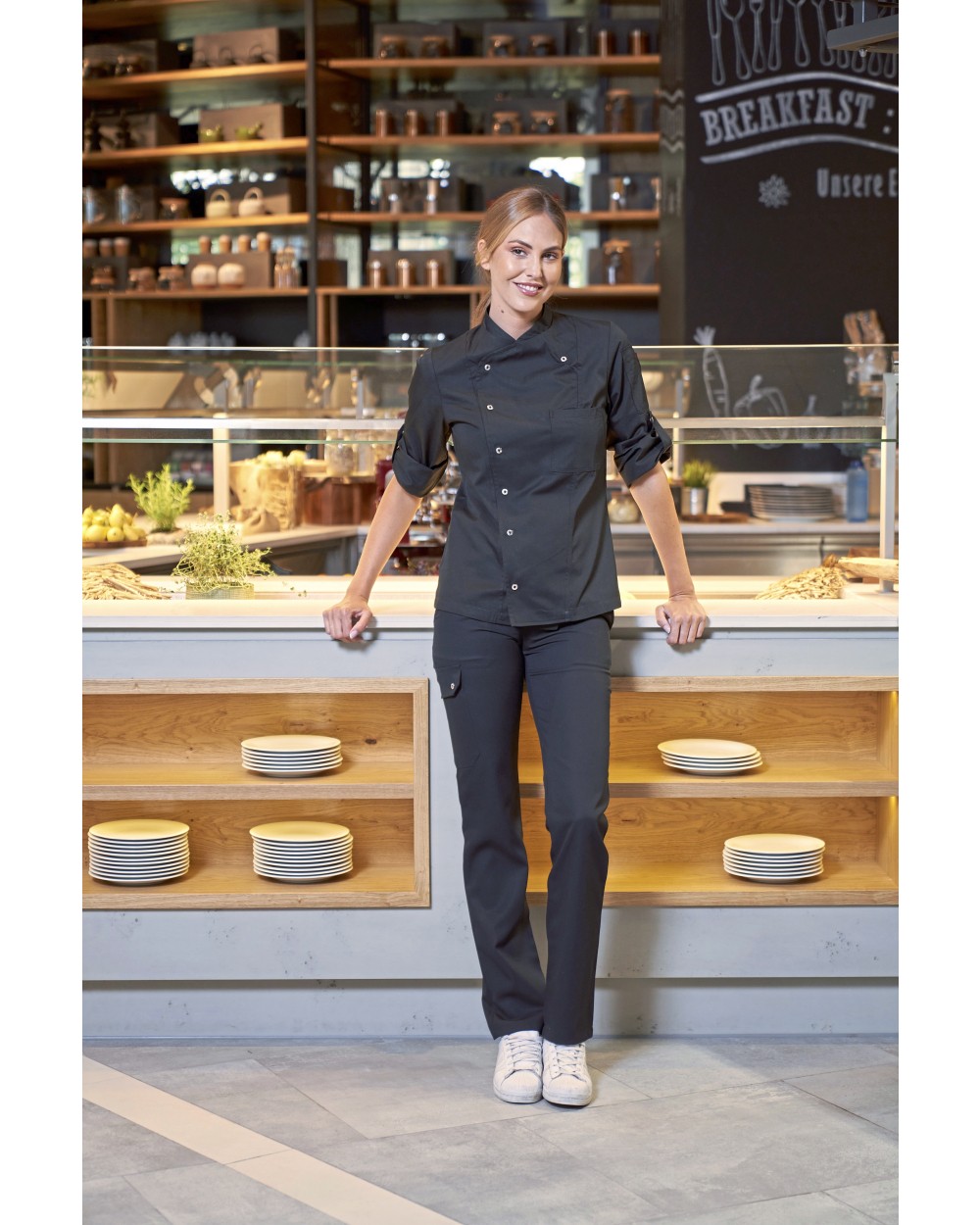 Schorten CG INTERNATIONAL Ladies´ Chef Jacket Turin GreeNature voor bedrukking &amp; borduring