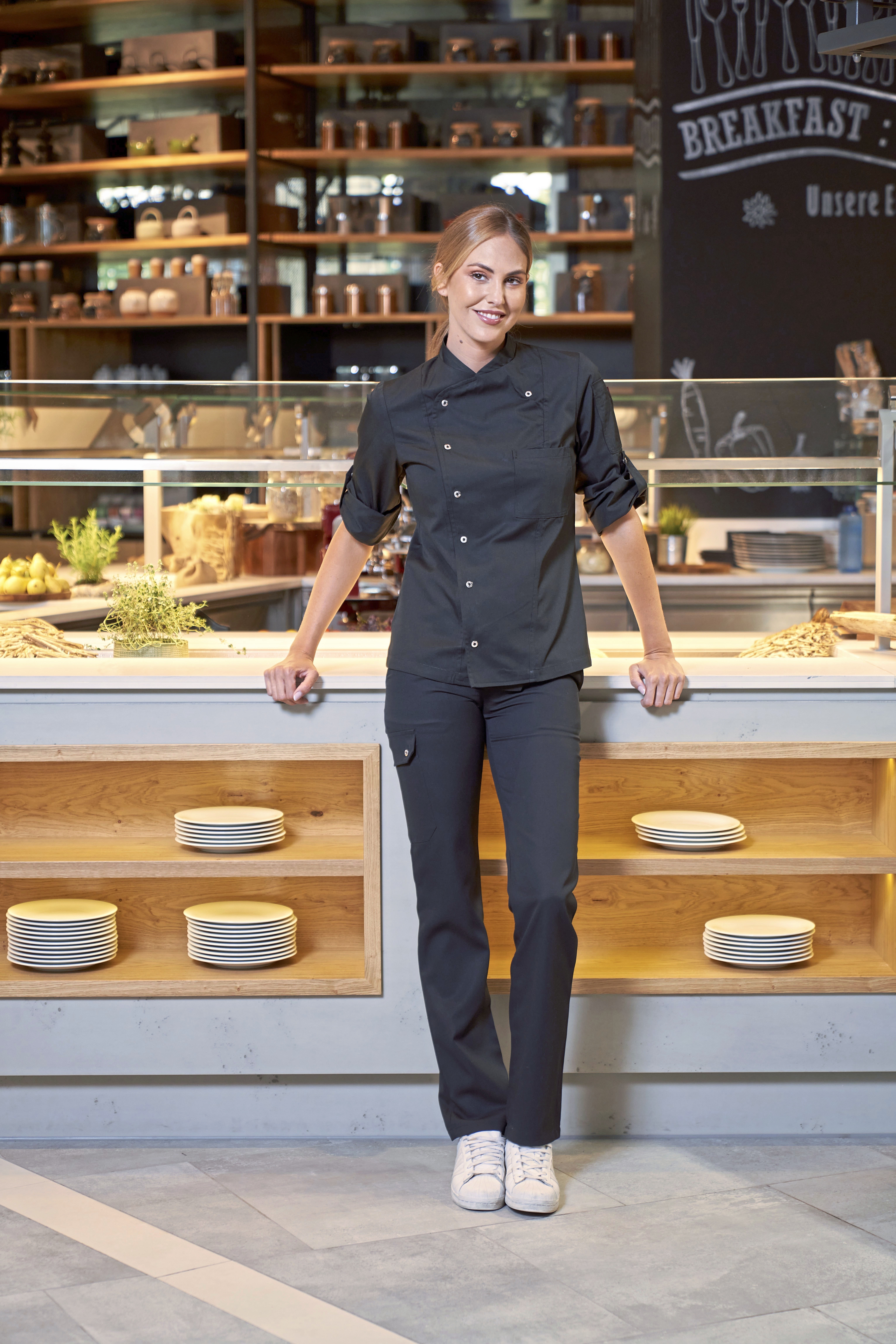 Schorten CG INTERNATIONAL Ladies´ Chef Jacket Turin GreeNature voor bedrukking &amp; borduring