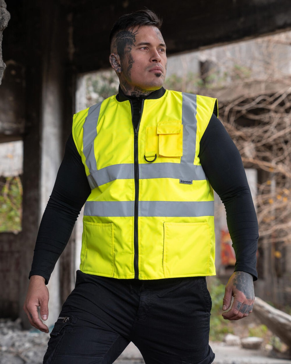 Gilets de sécurité personnalisable KORNTEX Hi-Vis Reversible Bodywarmer „Ural“