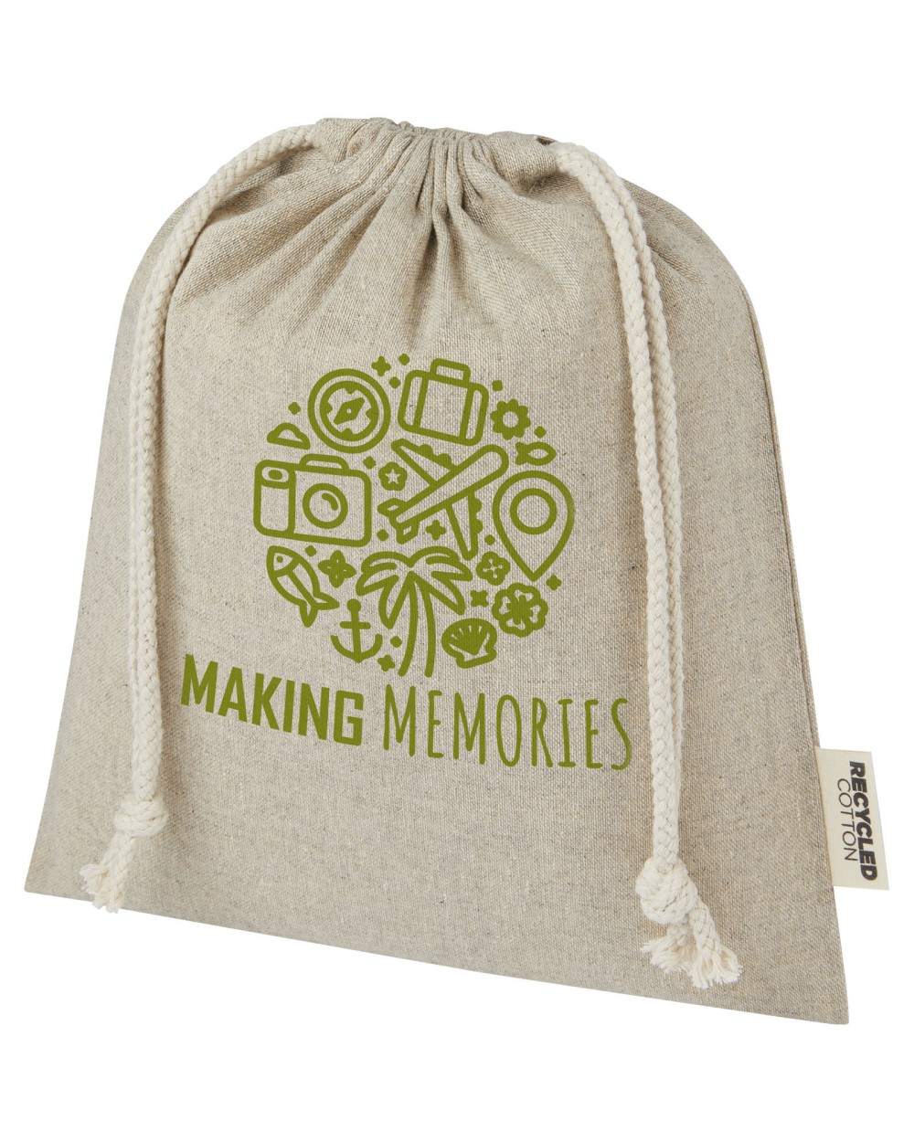 4DO Pheebs 150 g/m² GRS Zuziehbeutel aus Recyclingbaumwolle mittel 1,5 l Taschen personalisierbar