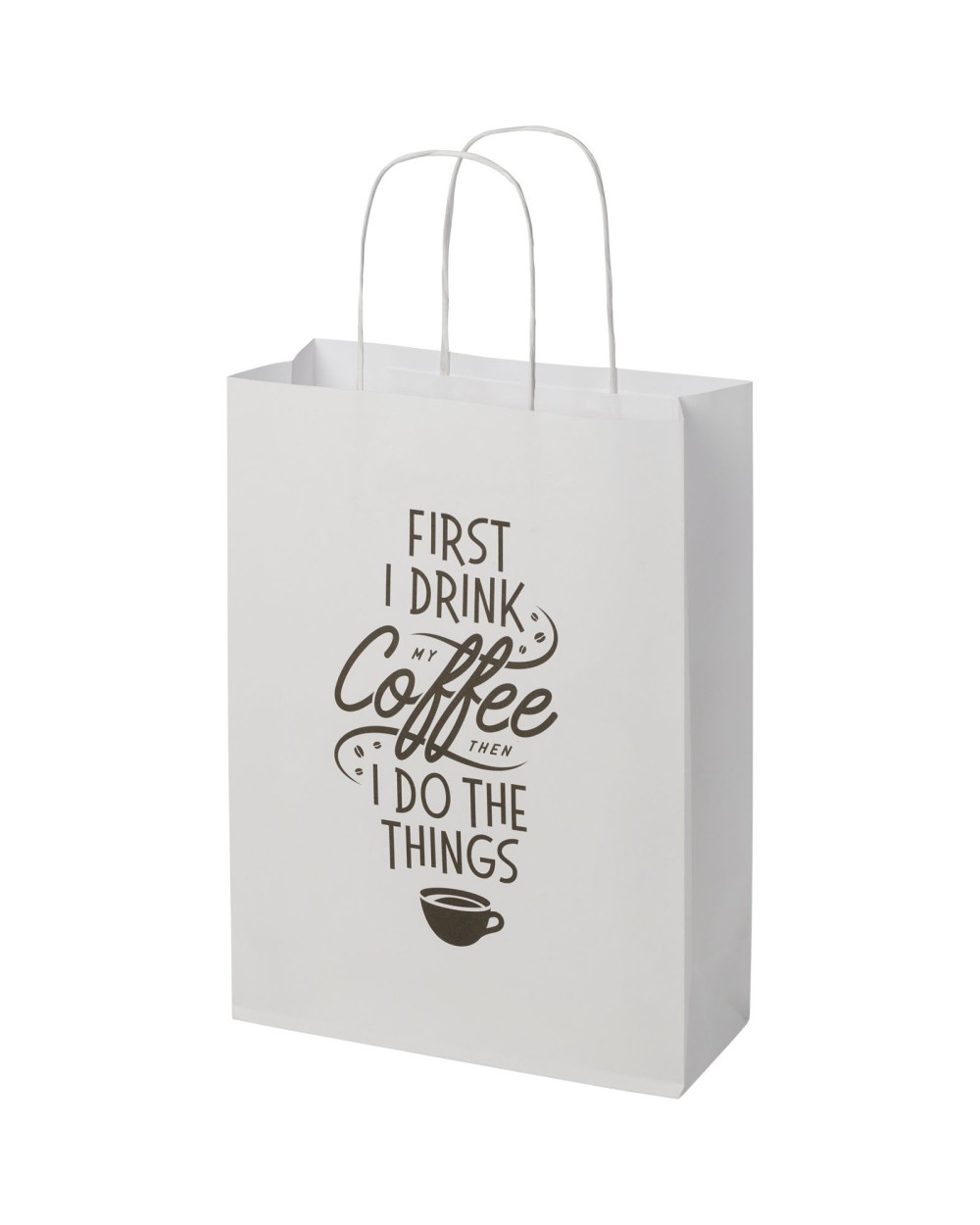 4DO Kraftpapiertasche 120 g/m² mit gedrehten Griffen – 24 × 9 × 32 cm Taschen personalisierbar