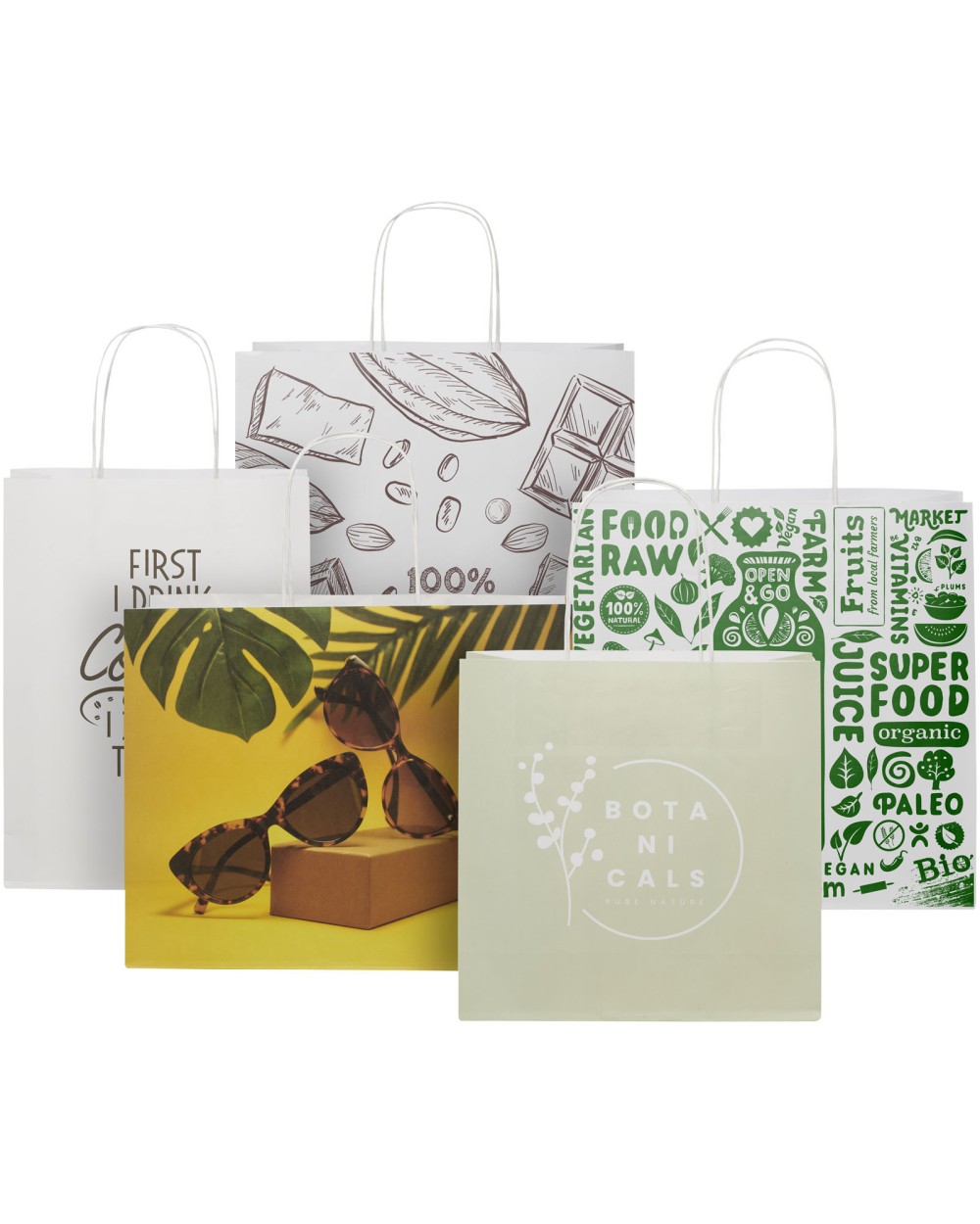 Sacs & Bagagerie personnalisable 4DO Sac en papier Kraft 120 g/m2 avec poignées torsadées, 24 x 9 x 32 cm