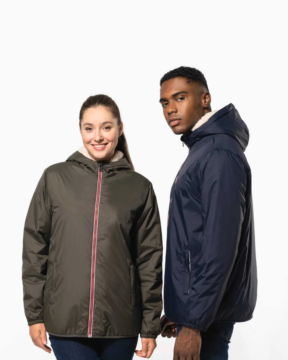 KARIBAN Gefütterte Sherpa-Jacke Unisex Jacken personalisierbar
