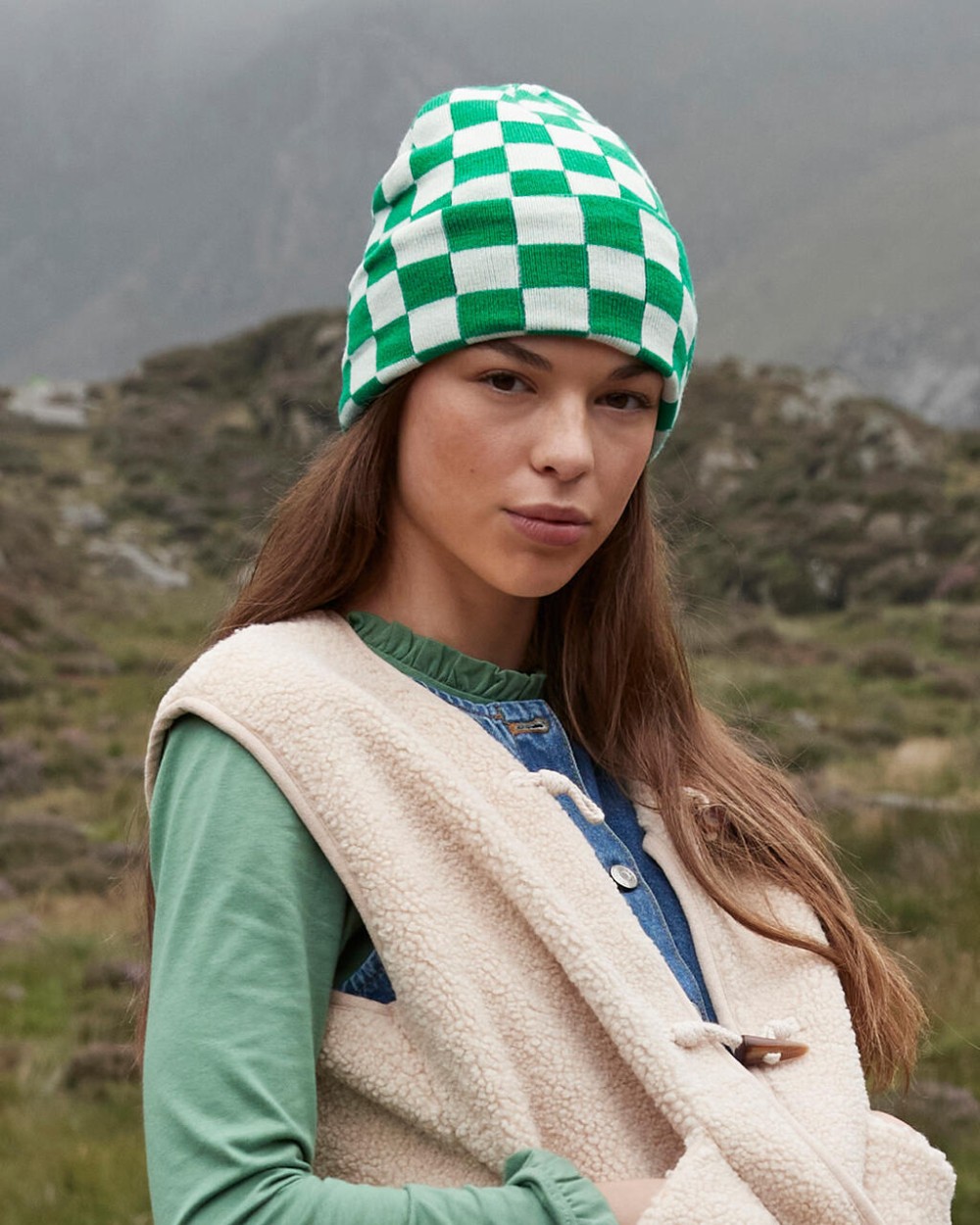 BEECHFIELD Checkerboard Beanie Kappen personalisierbar