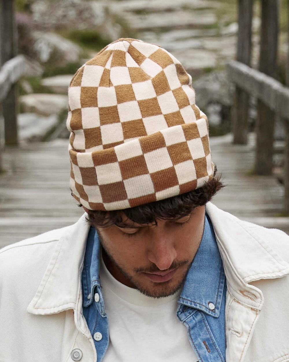BEECHFIELD Checkerboard Beanie Kappen personalisierbar