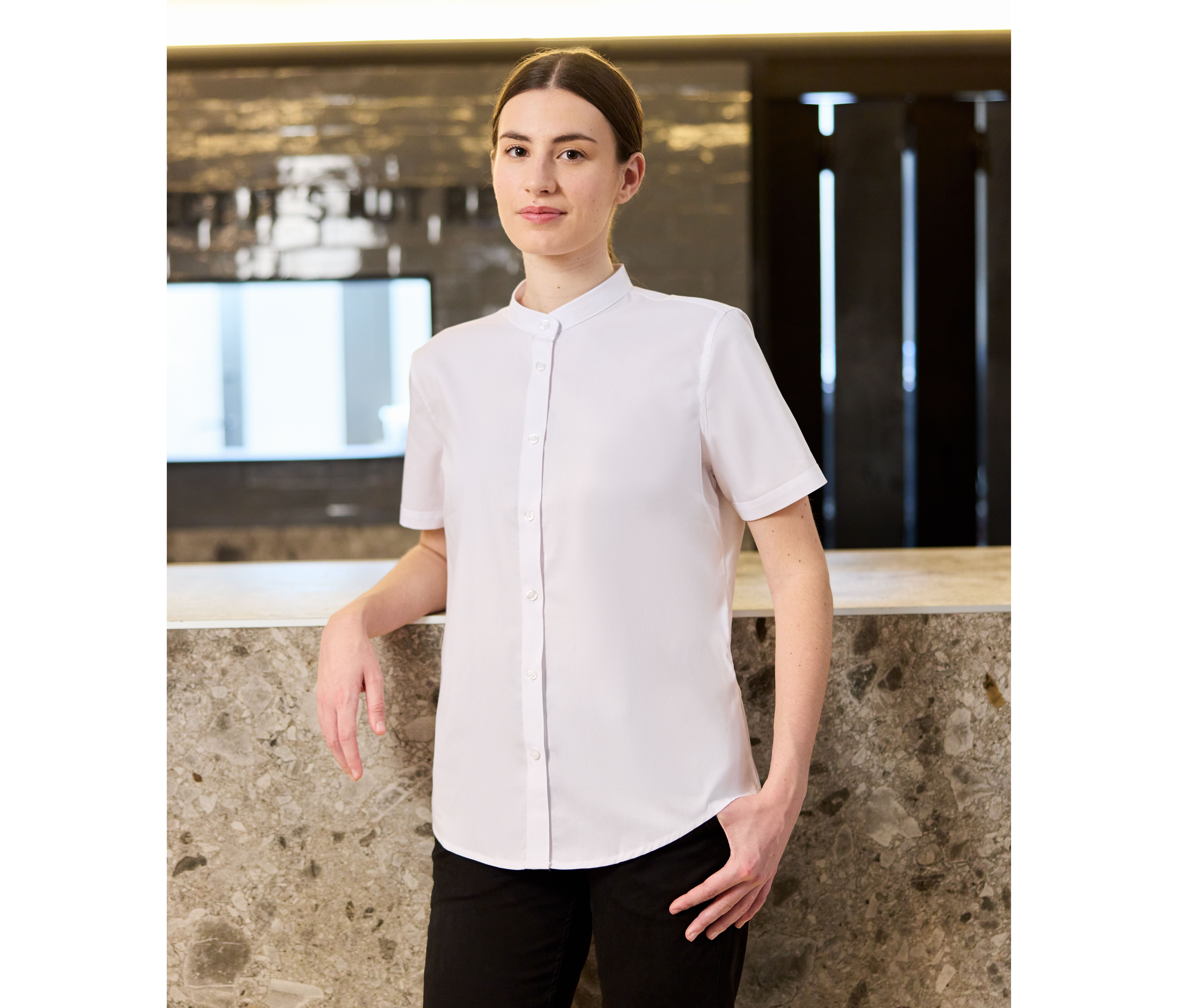 Hemden VELILLA WOMEN'S SHORT-SLEEVE STRETCH SHIRT voor bedrukking &amp; borduring