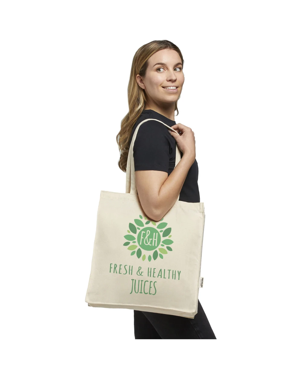 4DO Odessa 220 g/m² recycelte Baumwoll Tragetasche 13L Tote Bags personalisierbar