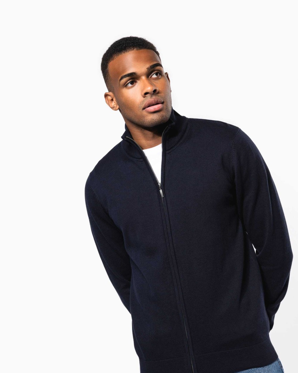 Truien KARIBAN Heren cardigan met rits voor bedrukking &amp; borduring