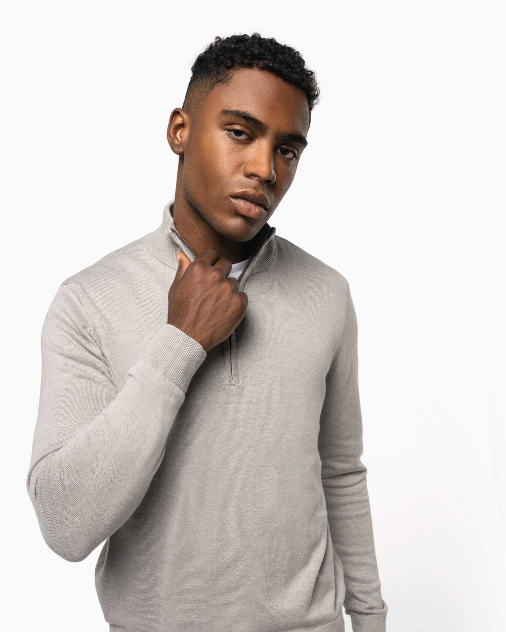 Truien KARIBAN Heren pullover met ritskraag voor bedrukking &amp; borduring