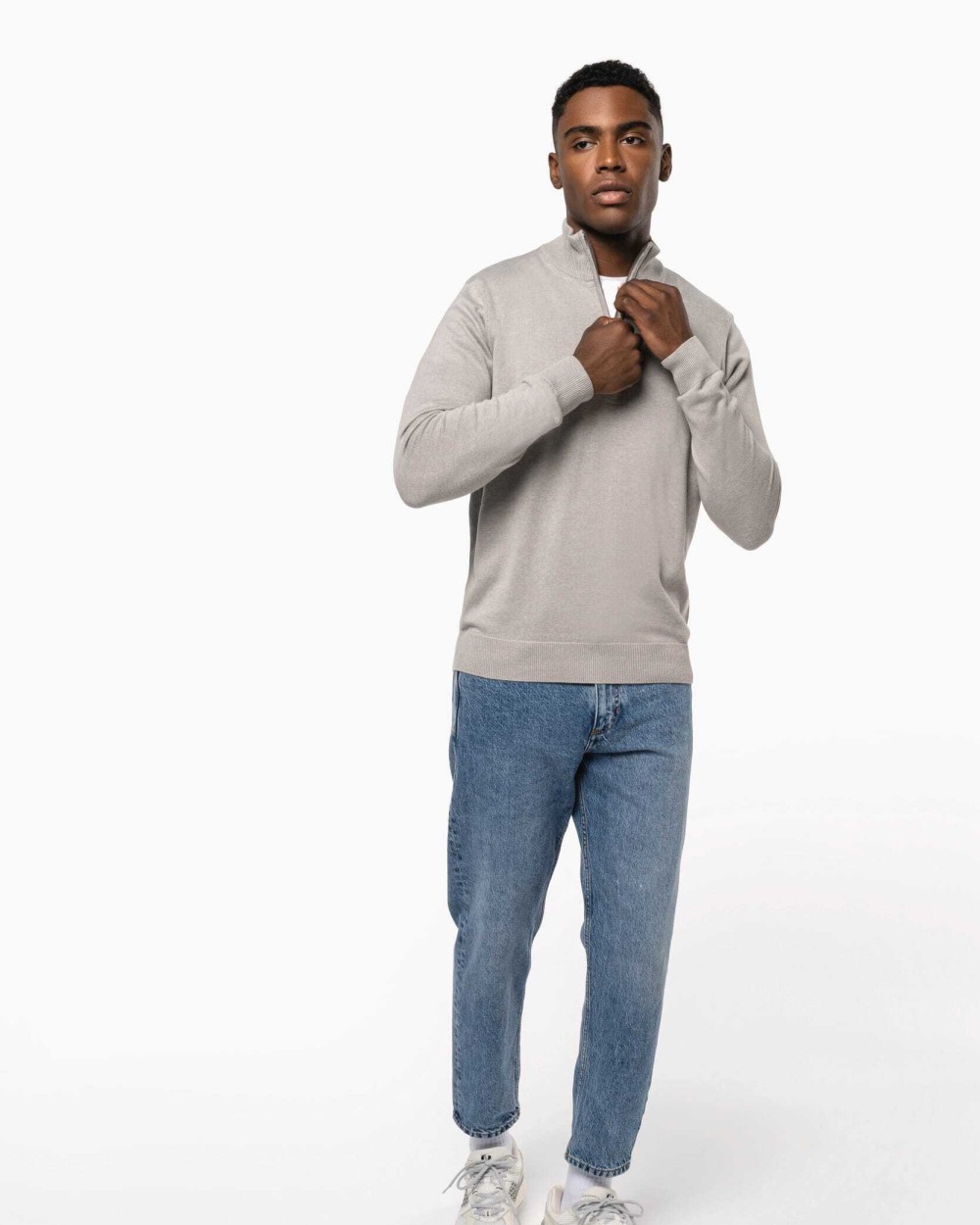 KARIBAN Herrenpullover mit 1/4-Reißverschluss Pullovers personalisierbar