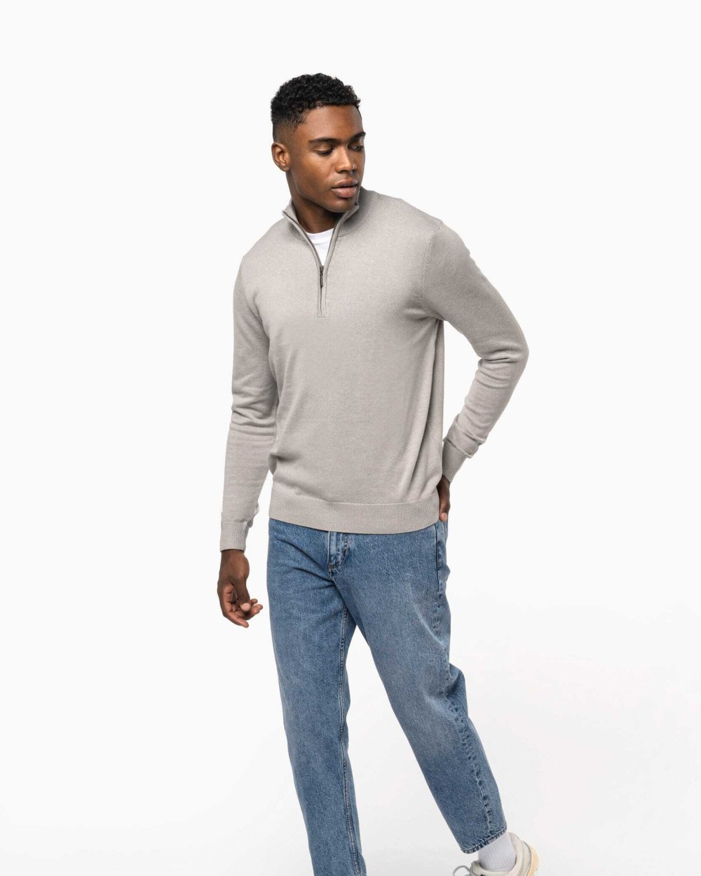 Truien KARIBAN Heren pullover met ritskraag voor bedrukking &amp; borduring