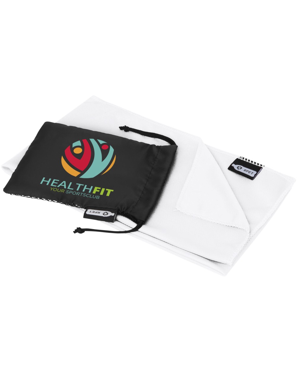 Accessoires personnalisable 4DO Serviette de sport rafraîchissante en PET recyclé Raquel avec pochette 80 x 30 cm