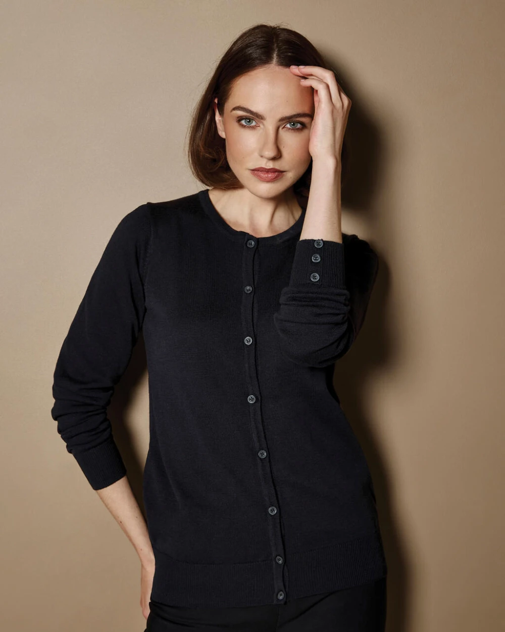 KUSTOM KIT Women's Classic Fit Arundel Crew Neck Cardigan Pullovers personalisierbar