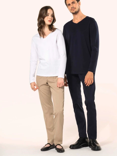 T-Shirts à personnaliser KARIBAN T-shirt Supima® col V manches longues femme 