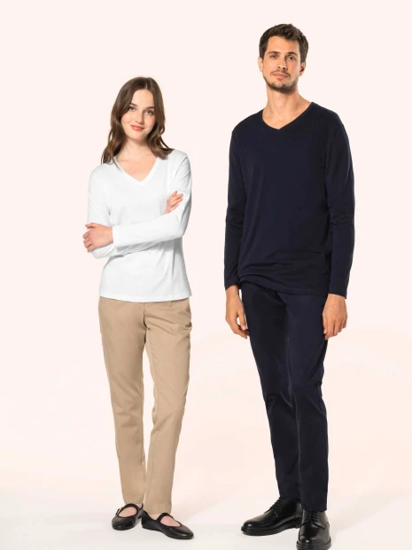 T-Shirts à personnaliser KARIBAN T-shirt Supima® col V manches longues femme 