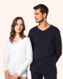 T-shirts KARIBAN Supima® dames-T-shirt V-hals lange mouwen voor bedrukking &amp; borduring