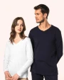 T-shirts KARIBAN Supima® dames-T-shirt V-hals lange mouwen voor bedrukking &amp; borduring