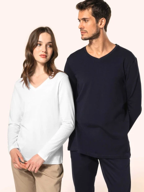 T-Shirts à personnaliser KARIBAN T-shirt Supima® col V manches longues femme 
