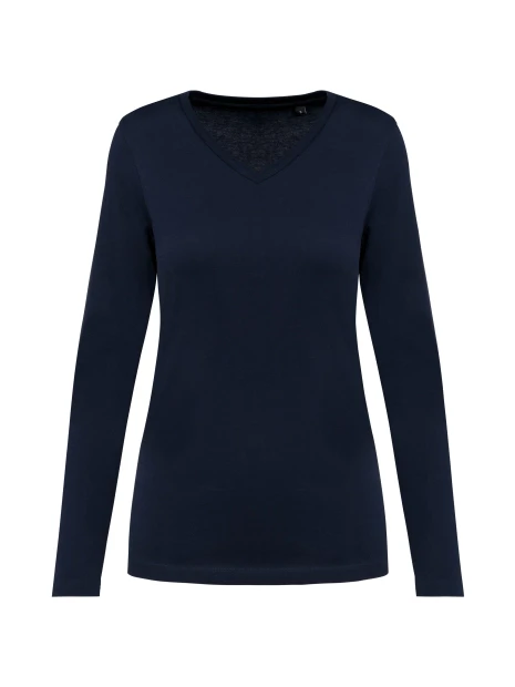 KARIBAN T-shirt Supima® col V manches longues femme /api/colors/058f028c-f565-4146-9cba-11f5b0ade7a7 personnalisable