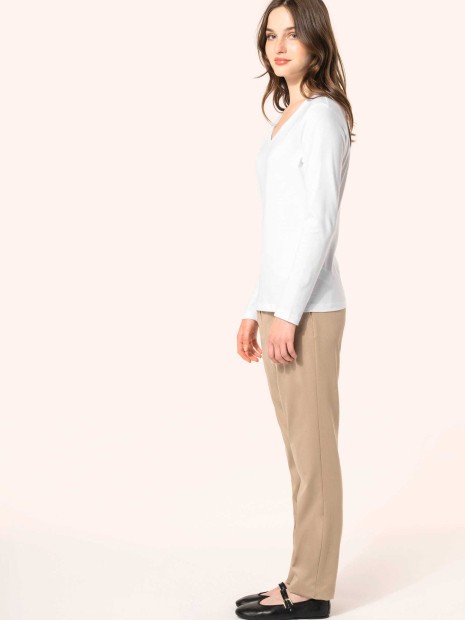 T-Shirts à personnaliser KARIBAN T-shirt Supima® col V manches longues femme 