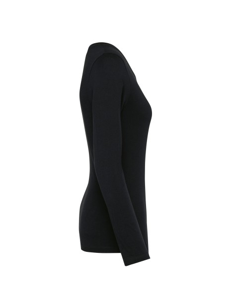 KARIBAN T-shirt Supima® col V manches longues femme /api/colors/b9fdad4a-5e94-45cb-8c03-c08b349b28c3 personnalisable