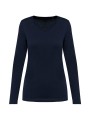 KARIBAN T-shirt Supima® col V manches longues femme /api/colors/058f028c-f565-4146-9cba-11f5b0ade7a7 personnalisable