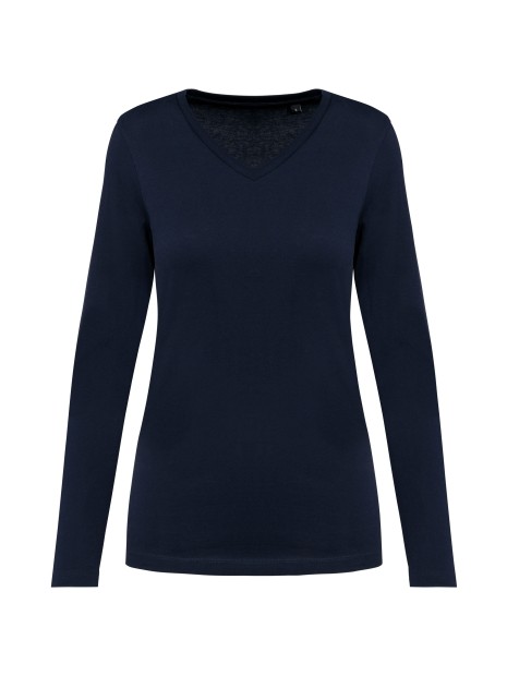KARIBAN T-shirt Supima® col V manches longues femme /api/colors/058f028c-f565-4146-9cba-11f5b0ade7a7 personnalisable