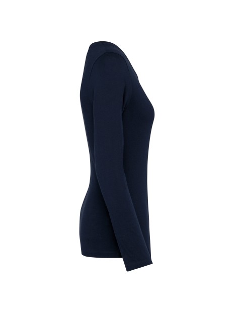KARIBAN T-shirt Supima® col V manches longues femme /api/colors/058f028c-f565-4146-9cba-11f5b0ade7a7 personnalisable