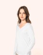 T-shirts KARIBAN Supima® dames-T-shirt V-hals lange mouwen voor bedrukking &amp; borduring