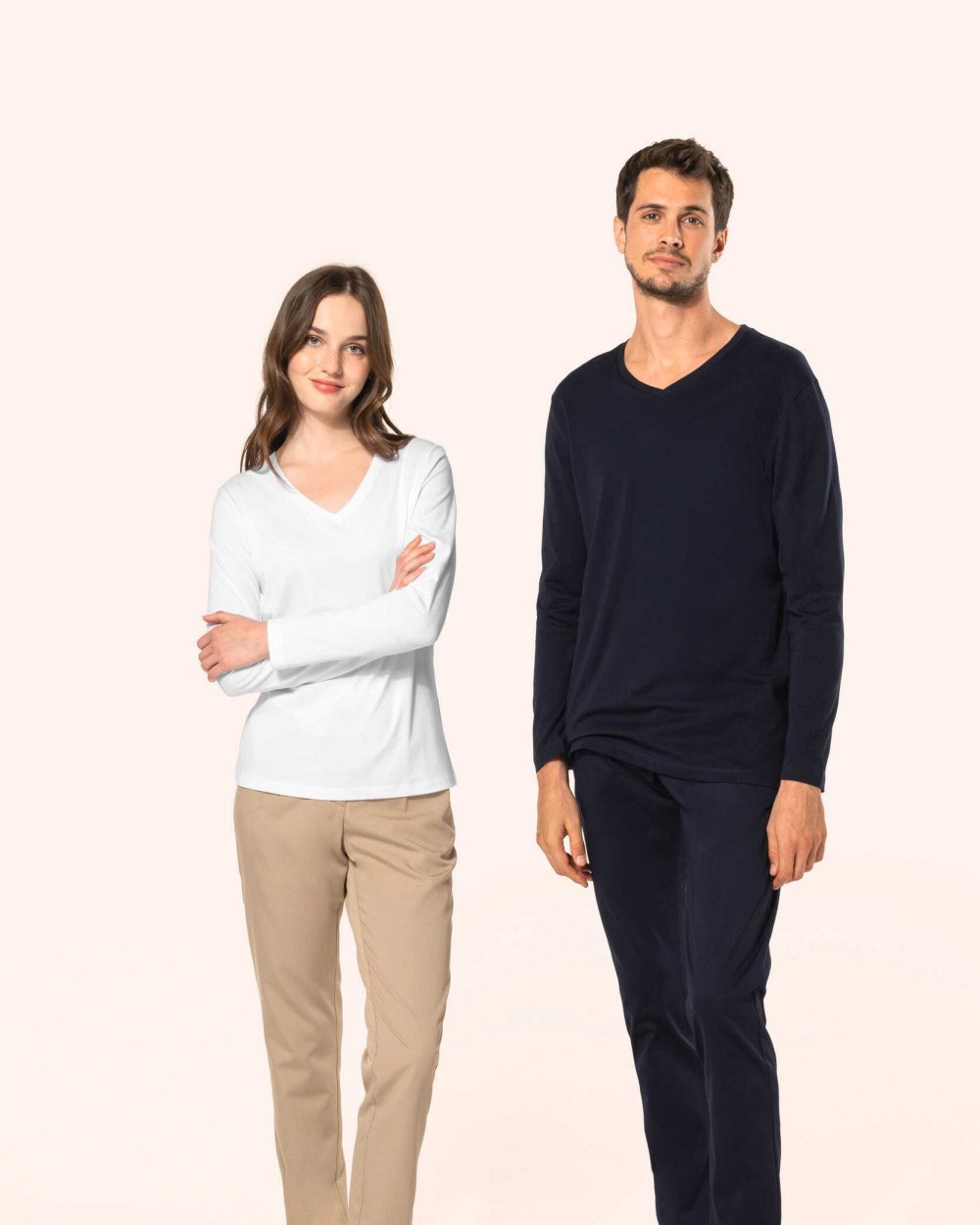 T-Shirts personnalisable KARIBAN T-shirt Supima® col V manches longues femme