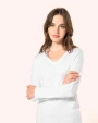 T-shirts KARIBAN Supima® dames-T-shirt V-hals lange mouwen voor bedrukking &amp; borduring