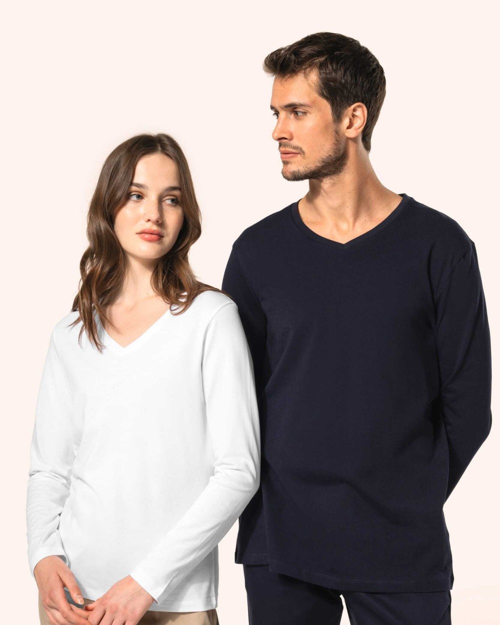 T-Shirts personnalisable KARIBAN T-shirt Supima® col V manches longues femme