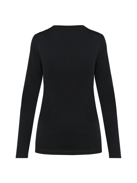 KARIBAN T-shirt Supima® col V manches longues femme /api/colors/b9fdad4a-5e94-45cb-8c03-c08b349b28c3 personnalisable