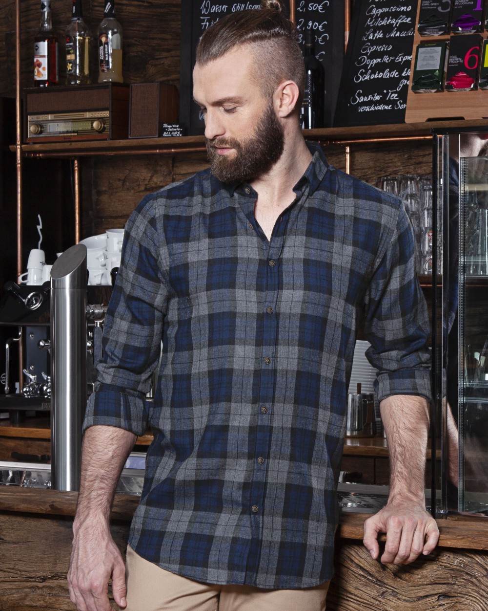 Hemden KARLOWSKY MEN'S CHECKED SHIRT URBAN-STYLE voor bedrukking &amp; borduring