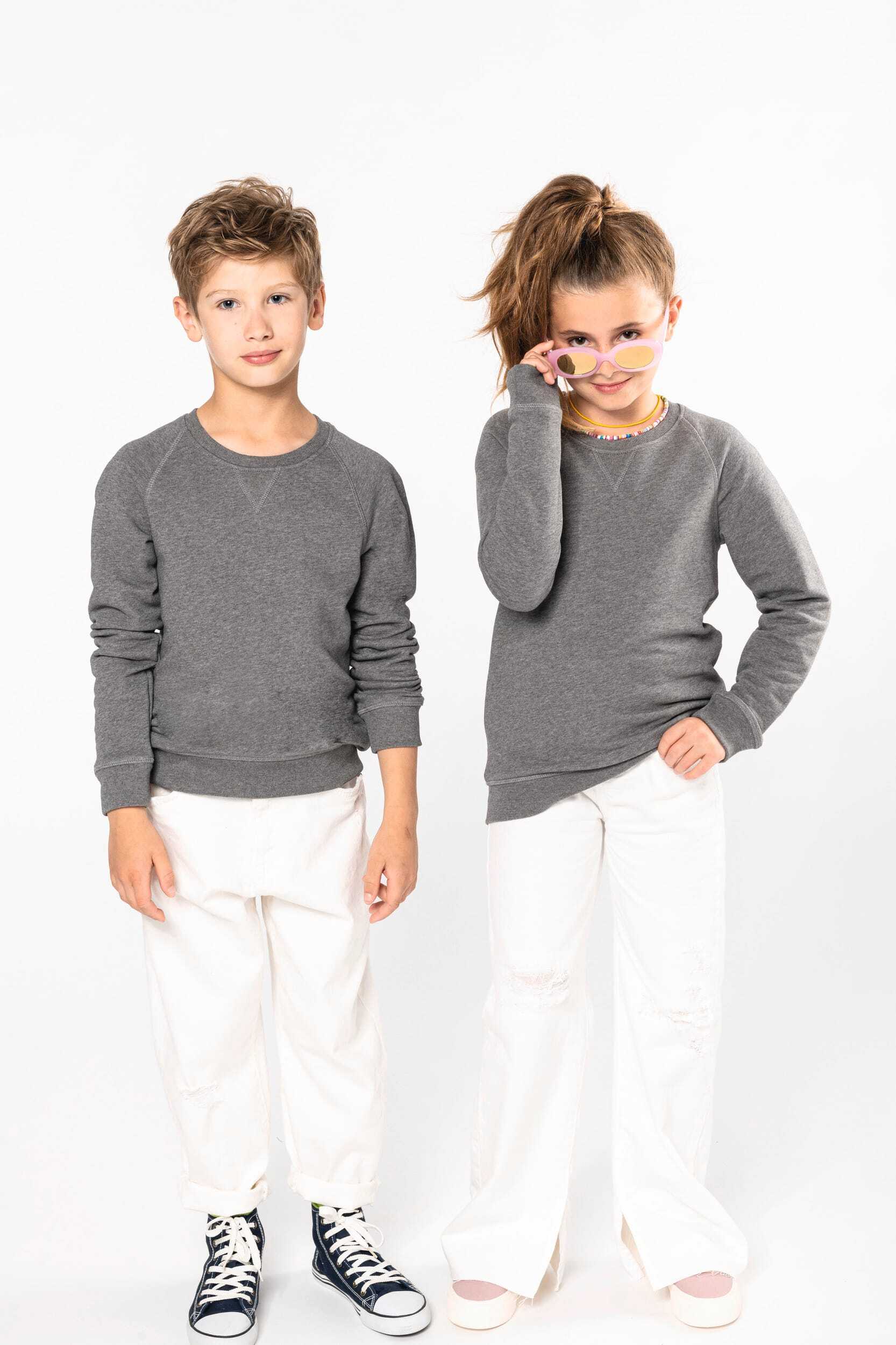 Sweat-shirts personnalisable KARIBAN Sweat-shirt Bio manches raglan enfant