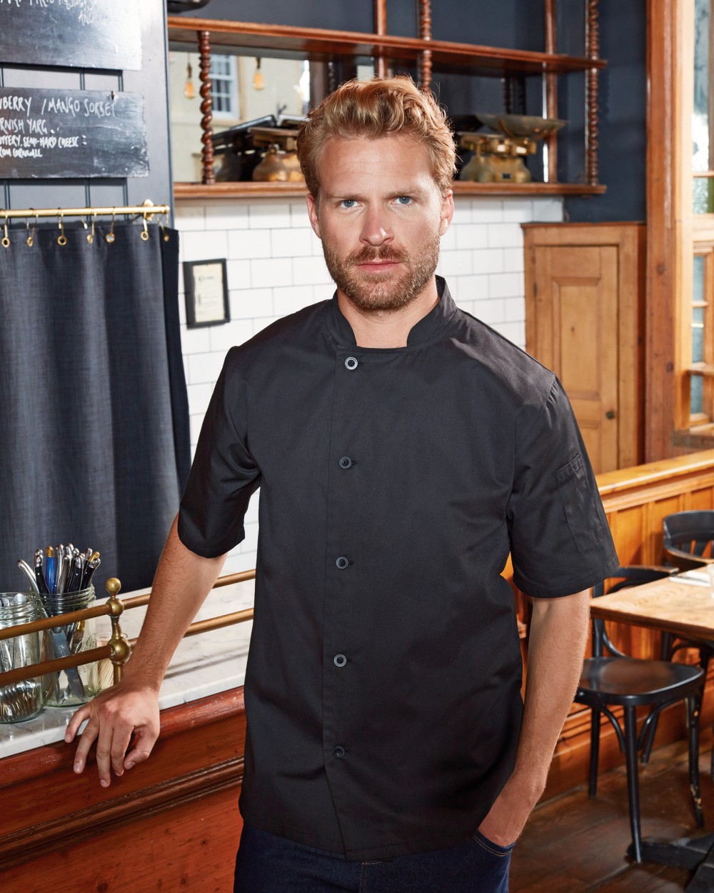 Vestes personnalisable PREMIER Veste chef cuisinier manches courtes "Essential"
