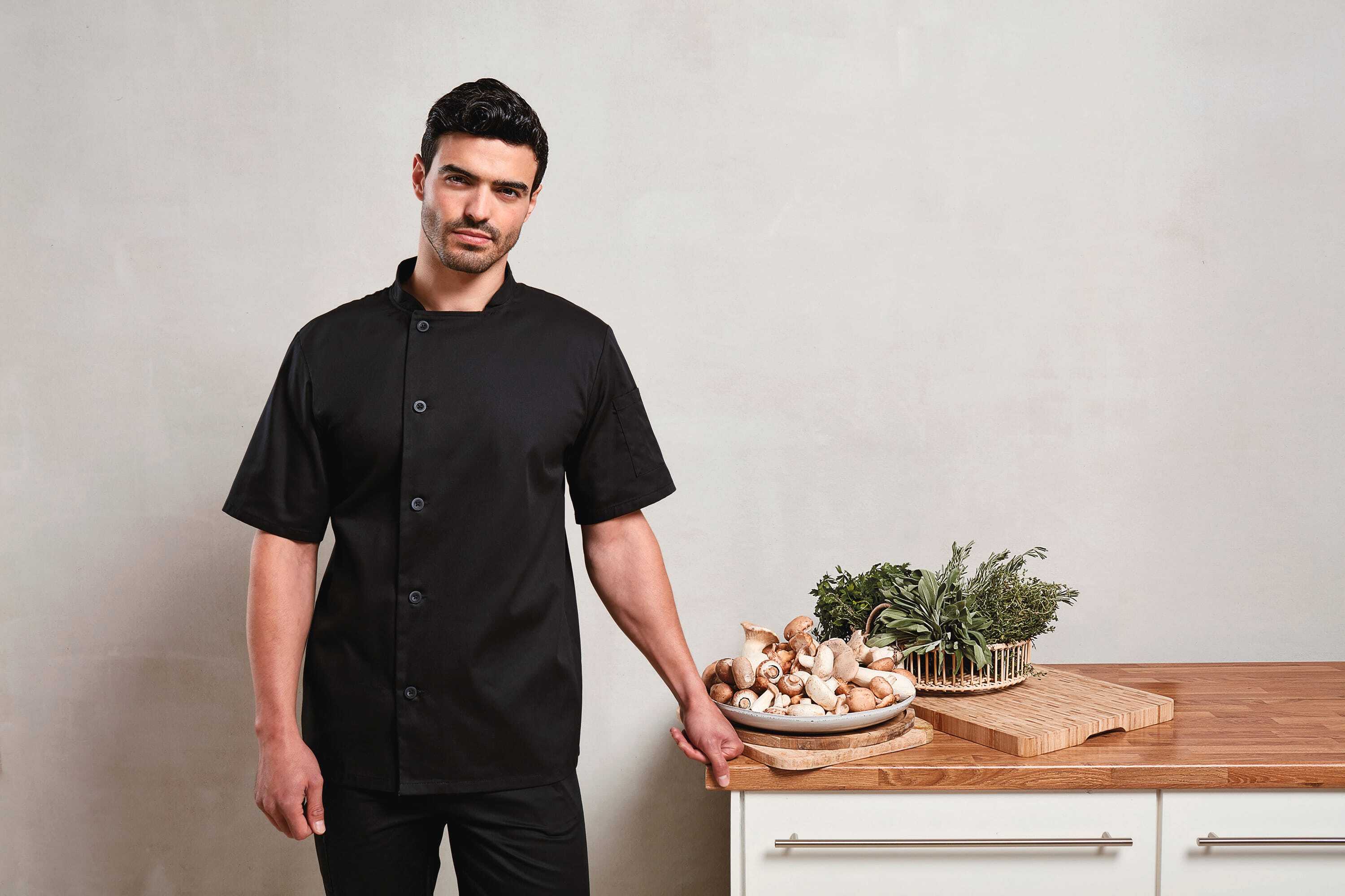 Vestes personnalisable PREMIER Veste chef cuisinier manches courtes "Essential"