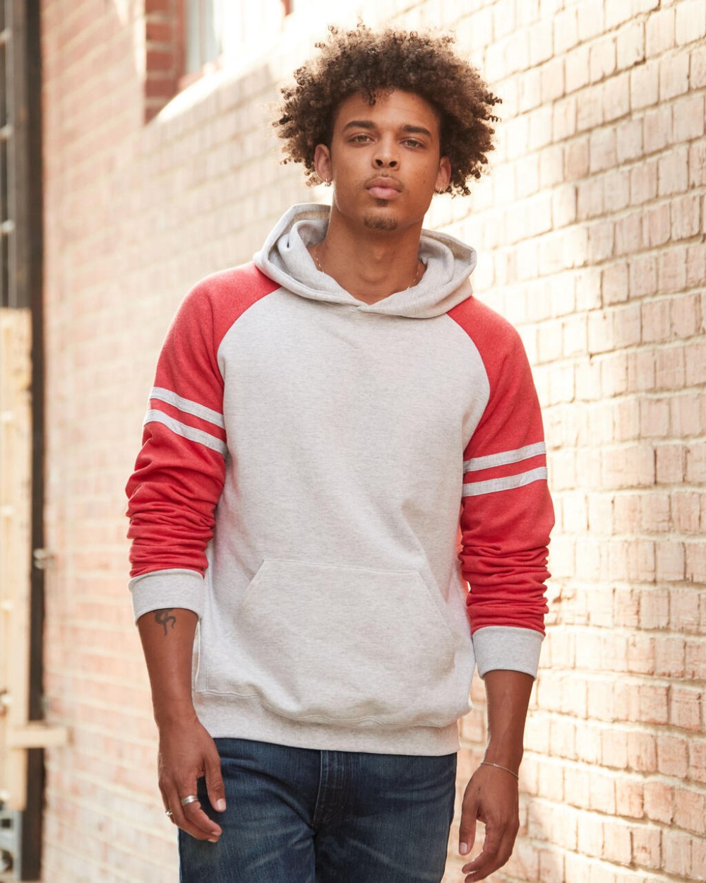 JERZEES NuBlend Varsity Colour-Block Hooded Sweatshirt Sweatshirts personalisierbar
