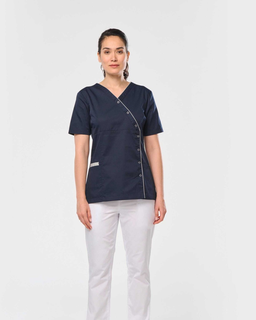 Schorten WK. DESIGNED TO WORK Damesblouse in polykatoen met drukknopen voor bedrukking &amp; borduring