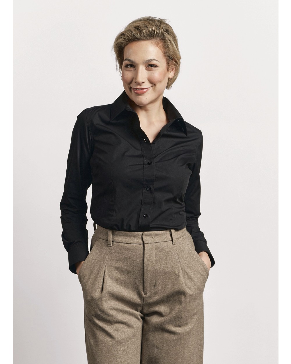 Chemises personnalisable PROMODORO Women`s Poplin Shirt Long Sleeve