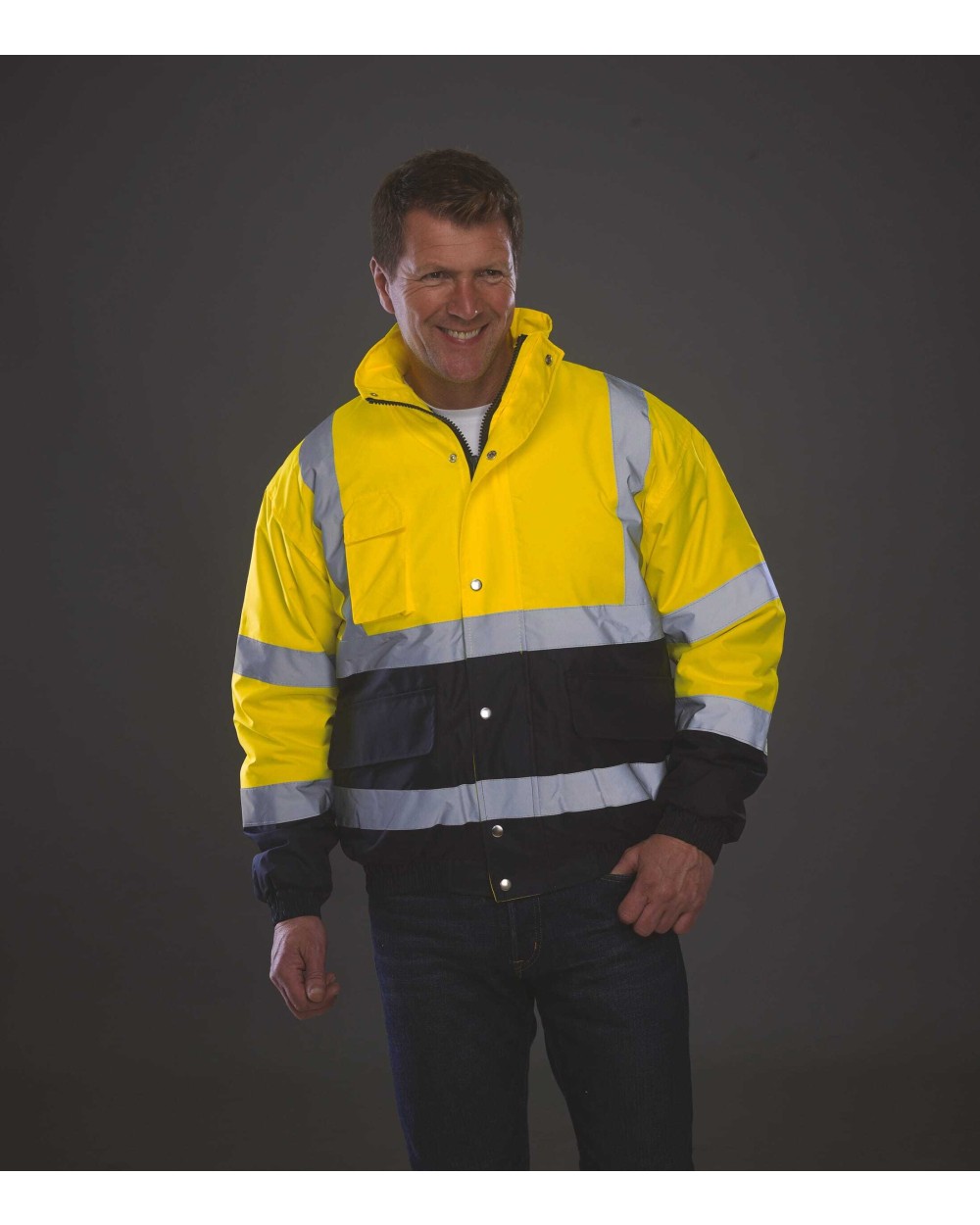 YOKO Hi-Vis Two Tone Bomber Jacket Jacken personalisierbar