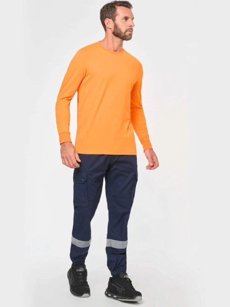 Pantalons à personnaliser WK. DESIGNED TO WORK Pantalon cargo unisexe avec bas élastiqué et bande réfléchissante 