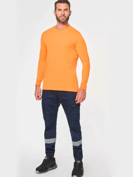 Pantalons à personnaliser WK. DESIGNED TO WORK Pantalon cargo unisexe avec bas élastiqué et bande réfléchissante 