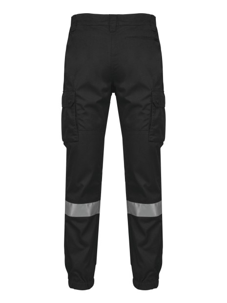 WK. DESIGNED TO WORK Pantalon cargo unisexe avec bas élastiqué et bande réfléchissante /api/colors/b9fdad4a-5e94-45cb-8c03-c08b349b28c3 personnalisable