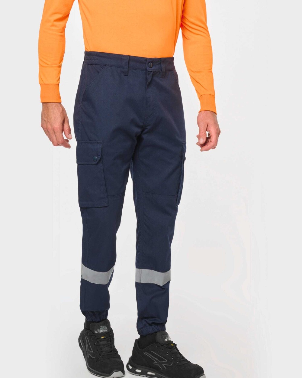 Broeken WK. DESIGNED TO WORK Uniseks Cargobroek uniseks met elastische boord en reflecterende strook voor bedrukking &amp; borduring