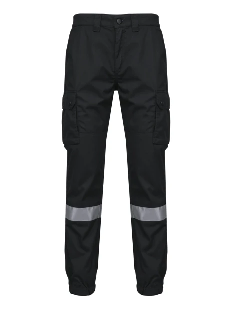 WK. DESIGNED TO WORK Pantalon cargo unisexe avec bas élastiqué et bande réfléchissante /api/colors/b9fdad4a-5e94-45cb-8c03-c08b349b28c3 personnalisable